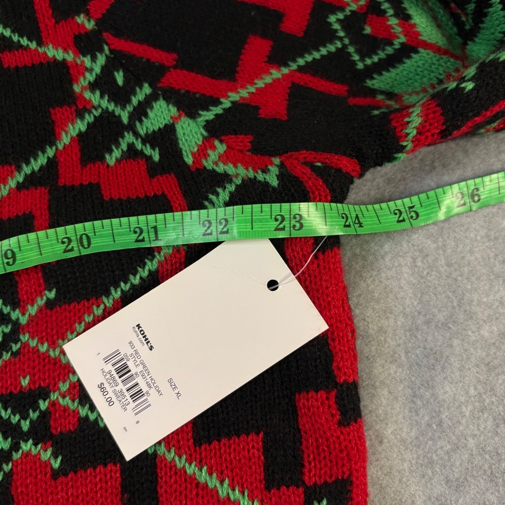 Celebrate Together Men's XL Ugly Christmas Sweater Cat Drinking Pocket 3D NWT - Picture 12 of 13